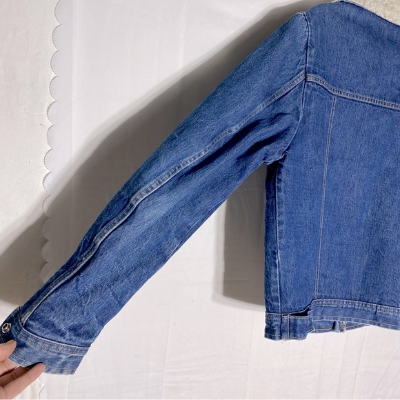 Vintage Olympic Med Wash Blue Denim Sherpa Lined Jean Jacket M - Picture 13 of 16